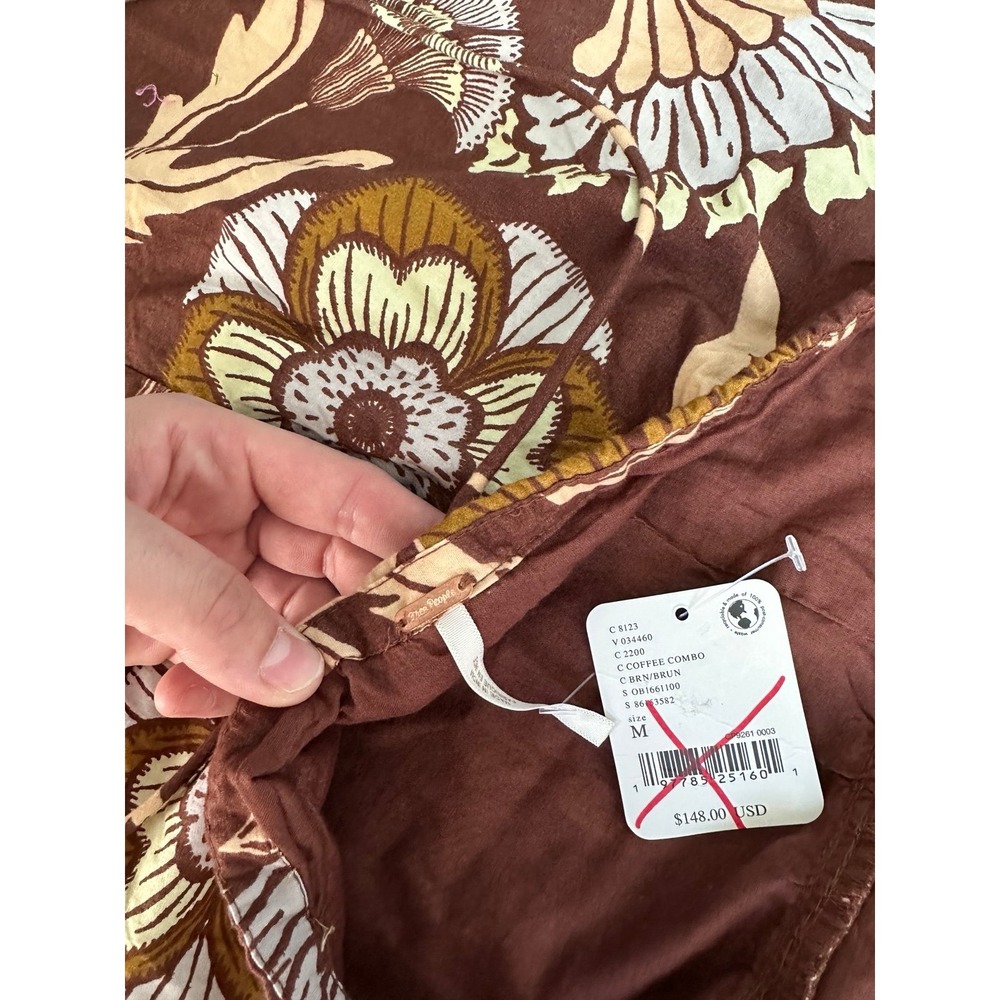 Free People Bali Albright Wide Leg Jumpsuit in Coffee Combo Brown Tan NWT Medium - Picture 6 of 11